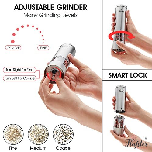 Kitchen Electric Salt and Pepper Grinder Set With Light - Battery