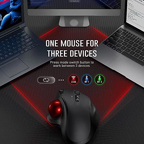 Vssoplor Wireless Trackball Mouse, Usb & Bluetooth Rollerball