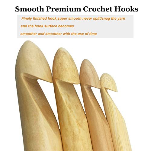 Mdoker Huge Crochet Hook Set Size 12Mm(O)/15Mm(P/Q)/20Mm(S)/25Mm(U) Large  Wooden Crochet Hooks Needles For Giant Chunky Yarn Carpet Scarf Bulky Wool  - Imported Products from USA - iBhejo