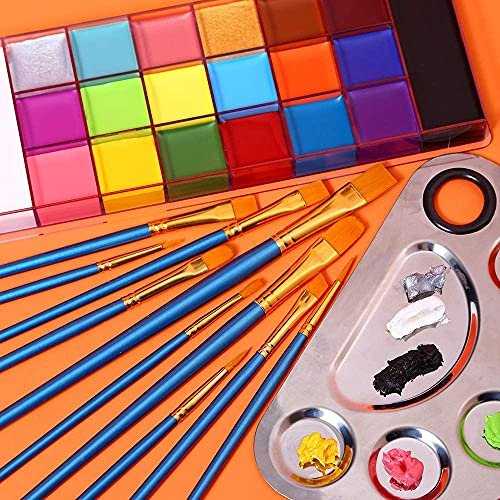 20 Colors Body Face Paint Cosplay Makeup Palette Kit, Professional Face  Painting Kit for Kids & Adults with 10 Brushes, Red Black White Special