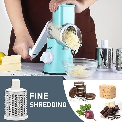 Rotary Cheese Grater with Handle Vegetable Cheese Shredder Slicer