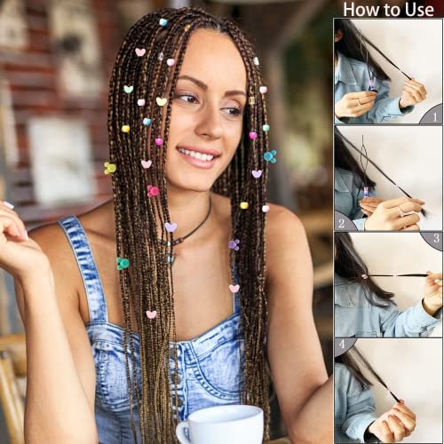 1605 Pcs Hair Beads For Braids For Girls With Elastic Rubber Band