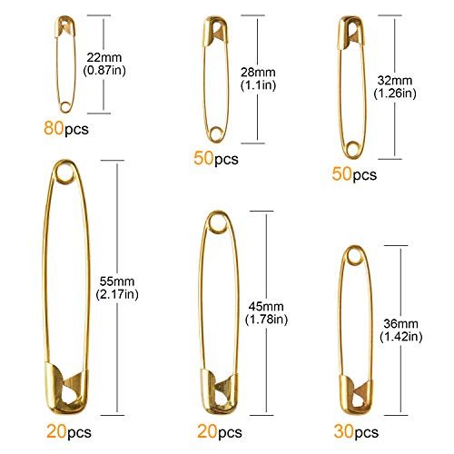 LUTER 250 Pcs Gold Safety Pins Large and Small Safety Pins Durable, Rust  Resistant for Crafts Sewing Jewelry Making Home Workplace : : Arts  & Crafts