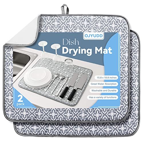 Dish Drying Mat, 16x18-Gray