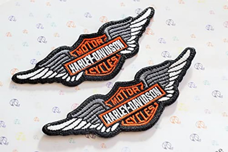 Harley Davidson Logo 2 Wings Embroidered Patch Iron On 