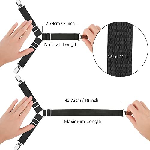 Sheet Fastener, Bed Sheet Holder Strap for Full, Queen, King Twin Bed,  Adjustable Fitted Sheet Suspenders Grippers with Non-Slip Clip and Elastic  Band