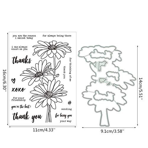 Cute Chamomile Silicone Clear Stamp and Die Sets for Card Making, DIY  Embossing