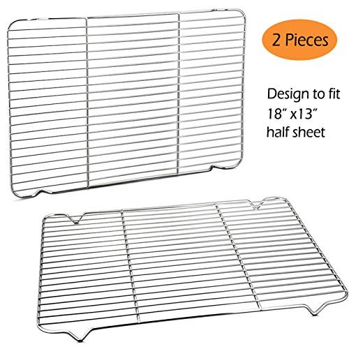 P&P Chef Extra Large Baking Sheet and Cooking Rack Set, Stainless Steel Cookie Half Sheet Pan with Grill Rack, Rectangle