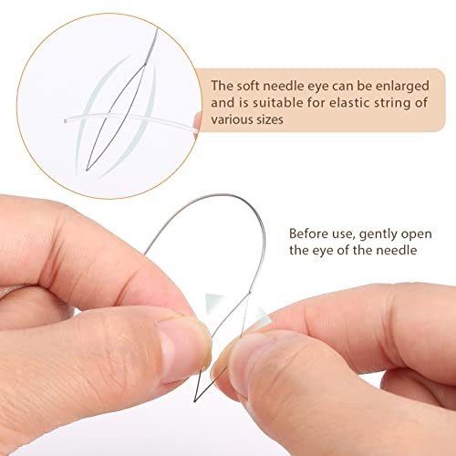 Pp Opount 4 Pieces Large Eye Curved Beading Needles With Handle