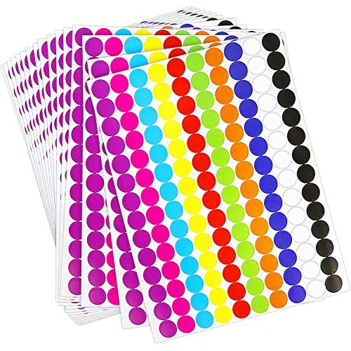 Dreecy 3500 PCS Colored Round Dot Stickers 3/4 Inch 10 Assorted Colors  Coding Labels Removable Circle Dot Stickers for Classroom, Office, Marking  and