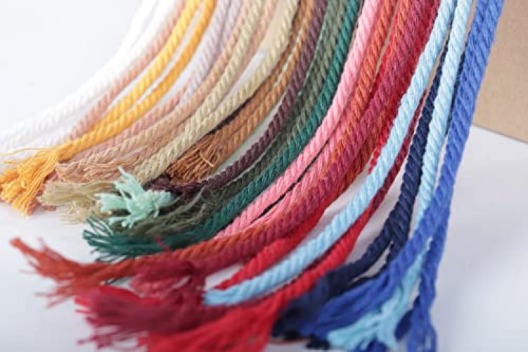 NOANTA Natural Macrame Cord 2mm x 220yards, Colored Macrame Rope, 3 Strand  Twisted Cotton Rope Macrame Yarn, Colorful Cotton Craft Cord for Wall