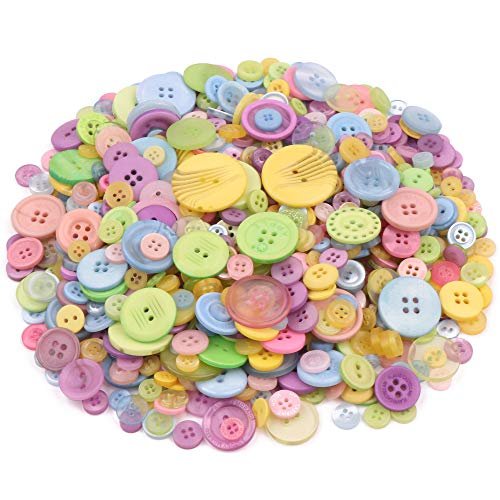 1000 Pack Assorted Buttons for Crafts, Round Resin Sewing Buttons with 2 or  4 Holes, Various Colors and Sizes 