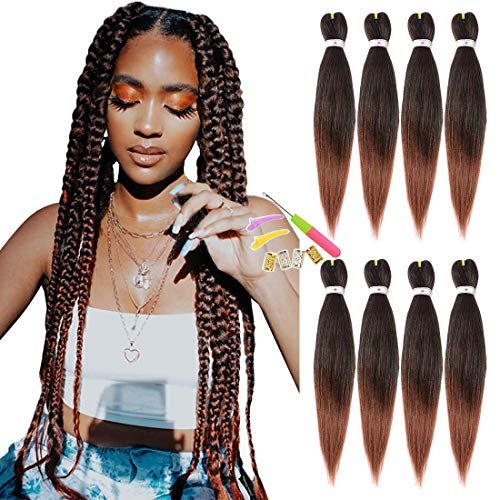 Pre Stretched Braiding Hair 26inch 8 Packs Hot Water Setting Professional Box BR