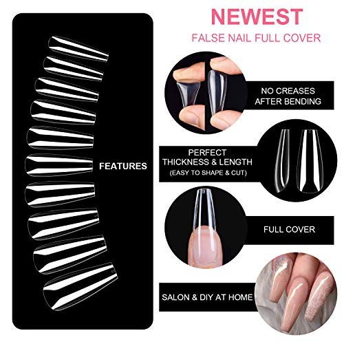 French Silver Tips Fake Nails Detachable Ballerina Artificial Press On Nail  Tips | eBay