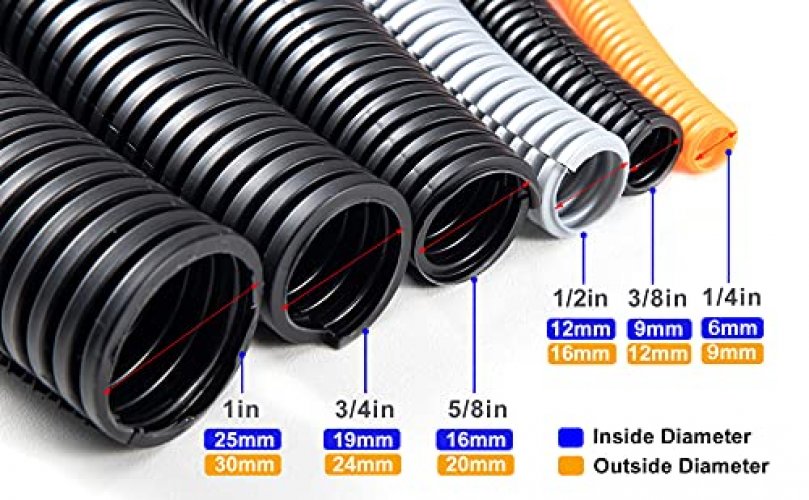 15' (4.6m) Cable Management Sleeve - Flexible Coiled Cable Wrap - 1.0-1.5  dia. Expandable Sleeve - Polyester Cord Manager/Protector/Concealer - Black