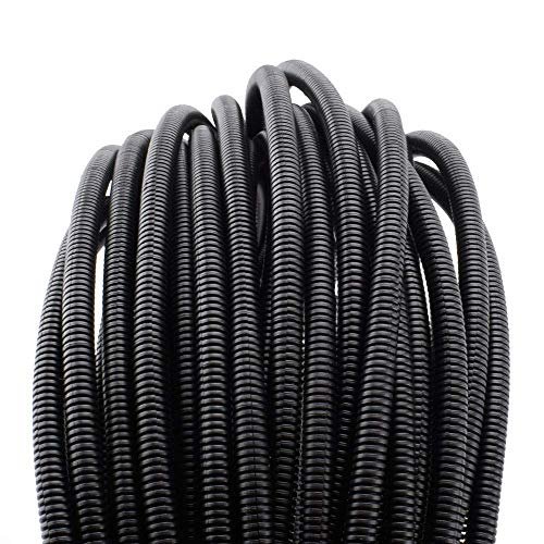 15' (4.6m) Cable Management Sleeve - Flexible Coiled Cable Wrap - 1.0-1.5  dia. Expandable Sleeve - Polyester Cord Manager/Protector/Concealer - Black