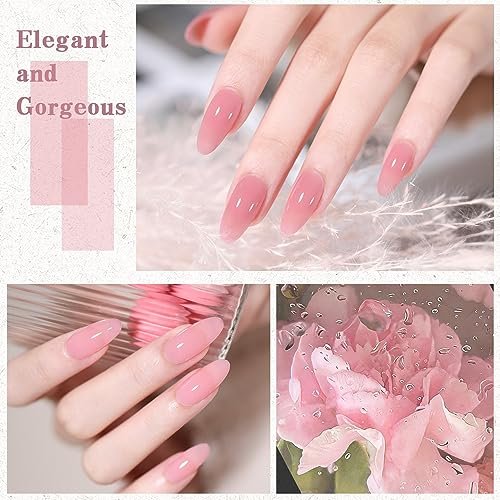 FZANEST Nude Gel Nail Polish LED UV Jelly Milky Transparent Sheer Natural  Color Gel Polish French Manicure Nail Art (Soft Clear Pink) 13