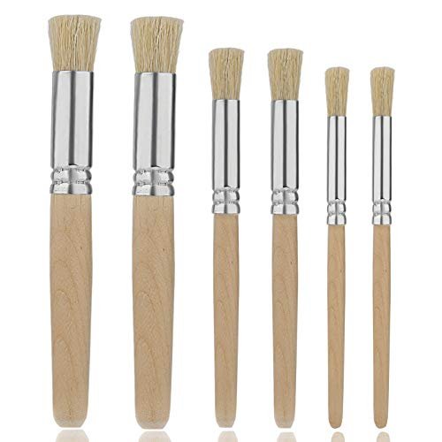 12 Pack Wooden Stencil Brush, Natural Bristle Paint Brush Set for Acrylic  Painting, Oil Painting, Watercolor Painting, Stencil Project, Card Making  and DIY Art Crafts 
