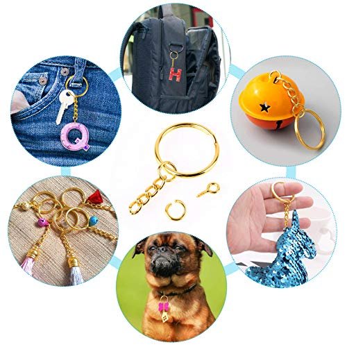 Keychain Rings Kit For Crafts Gold, Paxcoo Includes 100Pcs Split Key Ring  With Chain, 100Pcs Jump Rings And 100Pcs Screw Eye Pins For Resin Keychain  - Imported Products from USA - iBhejo