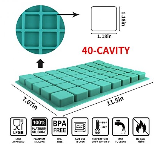 40-cavity Square Caramel Candy Silicone Molds.chocolate Truffles