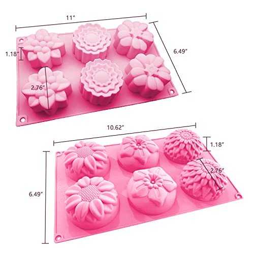  OBSGUMU 3 Pack Silicone Soap Molds, 6 Cavities Flower Making  Mold, Included Rectangle Shape Supplies, Perfect for Handmade Soaps,  Homemade Chocolate