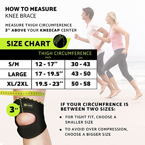  GARNO Knee Brace for Men and Women, Adjustable Neoprene  Stabilizer for Meniscus Tear, Arthritis, Tendonitis, MCL, ACL, Pain Relief  & Recovery, Tendon Support Strap for Running (Small/Medium Size) : Health 