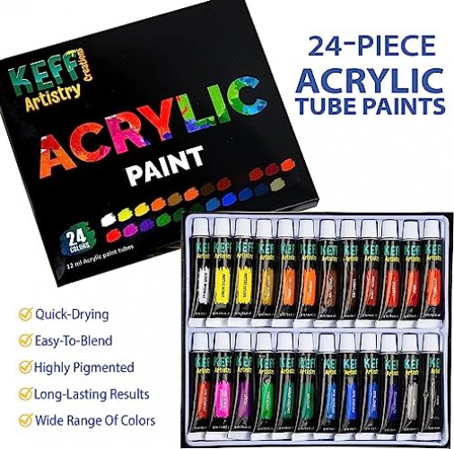 Keff Acrylic Paint Set For Adults & Kids - 51Pcs Art Painting Kit