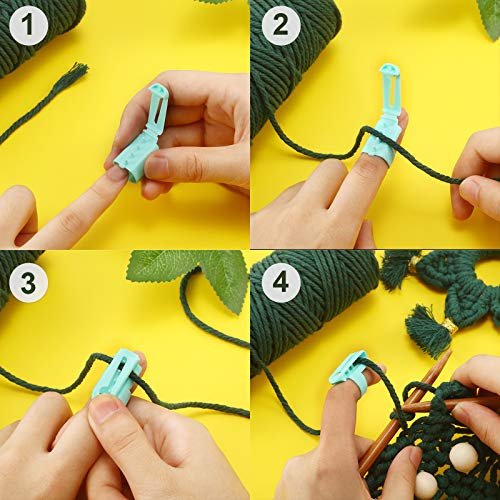 Yarn Guide Finger Holder Knitting Thimble Tool Plastic Yarn Guide Separated  Yarns Tools for Crochet Knitting Crafts Accessories (Green, Blue, Yellow