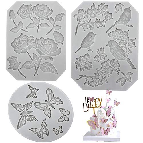 Silicone Wax Melt Molds Butterflies and Flowers Roses, pack of 5