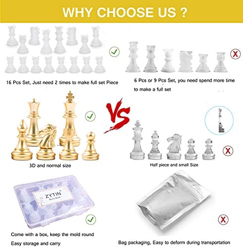 Buy ZYTIN Chess Mold for Resin ,16 Pieces 3D Silicone Chess Resin Mold  ,Chess Crystal Epoxy Casting Molds for DIY Crafts Making, Christmas Gift,  Family Party and Outdoor Games Online at Low