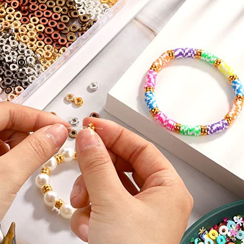 800 Pcs 6mm Flat Gold Beads Flat Round Spacer Beads for Bracelets Making  Round Rondelle Spacer Beads for Jewelry Making Flat Spacer for Necklaces  DIY