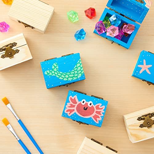 12 Pack Unfinished Wooden Boxes for Crafts, Treasure Chest with