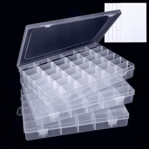 SGHUO 3 Pack Plastic Organizer Box 36 Grids, Craft Organizer Storage with  Adjustable Dividers, Bead Organizer, Fishing Tackles Box, Jewelry Box with