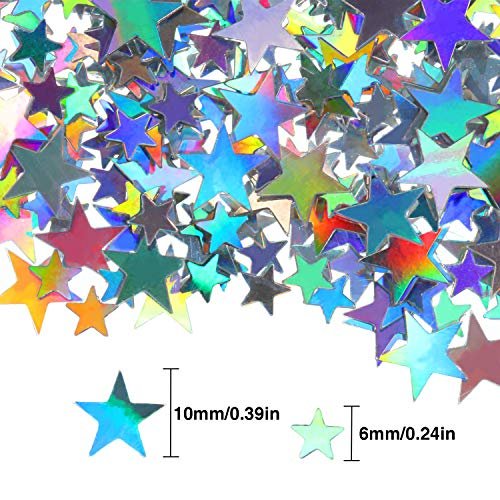 60 g Star Confetti Glitter Star Table Confetti Metallic Foil Stars for  Party Wedding Festival Decorations (Silver Set, 10mm and 6mm)