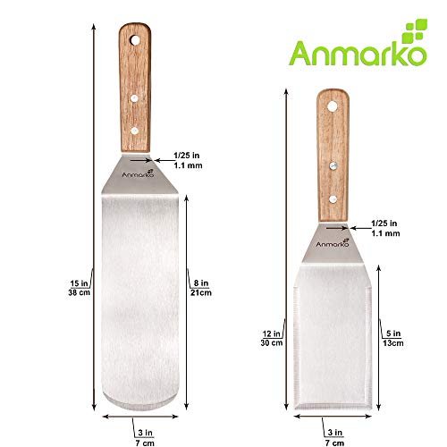 Anmarko Metal Spatula Barbecue Tool Set - Stainless Steel Pancake