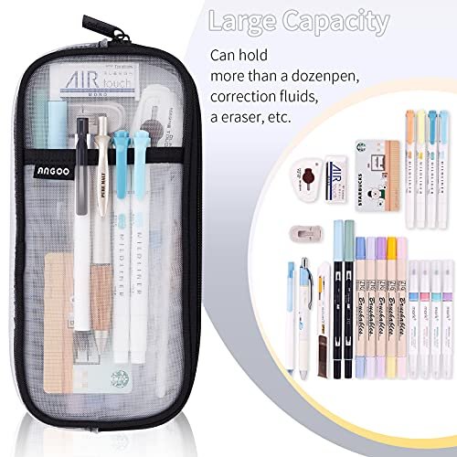Grid Mesh Pencil Case Pen Bag Clear Case Marker Pouch Multifonction  Organizer Box Transparent case Makeup Bag Office College School Gift for  adults Teen Girl Boy 