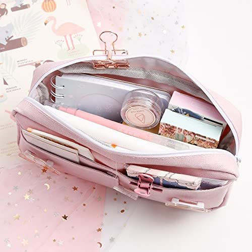 Momeitu Kawaii Large Pencil Case Stationery Storage Bags Canvas Pencil Bag  Cute Makeup Bag School Supplies For Girl Kids Gift W/Badge(A-Pink) -  Imported Products from USA - iBhejo