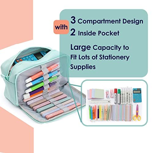 Pencil Case Large Capacity Pen Bag 3 Compartment Pen Pouch