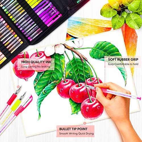 Gel Pens for Adult Coloring Books, 32 Colors Gel Marker Set Colored Pen  with 40%