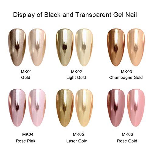 6 Box Rose Gold Chrome Nail Powder, Metallic Nail Art Pigment Powder Set  For Nail Art Design Decoration