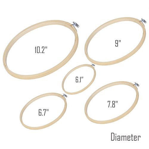 5Pcs Oval Embroidery Hoop - Imitation Wood Cross Stitch Hoop Frame Set,  Display Embroidery Rings for Needlepoint Sewing Craft (5 Different Sizes)