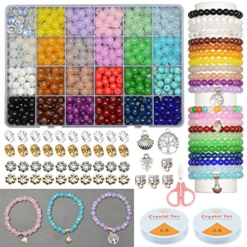 Aifniy 570Pcs Glass Beads For Jewelry Making 8Mm Turquoise 24 Colors  Crystal Beads Bracelet Making Kit Loose Round Gemstone Stone Spacer Chakra  Energ - Imported Products from USA - iBhejo