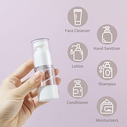  0.5 OZ Refillable Airless Pump Bottle, Travel Lotion