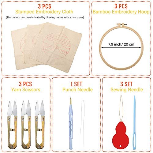 7Pcs Punch Needle Embroidery Kit,Embroidery Pen Punch Needle Set