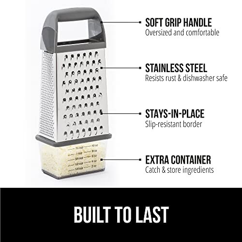 Cheese Grater with Handle, Stainless Steel Box Grater, 4 Sided 10 Inch  Kitchen