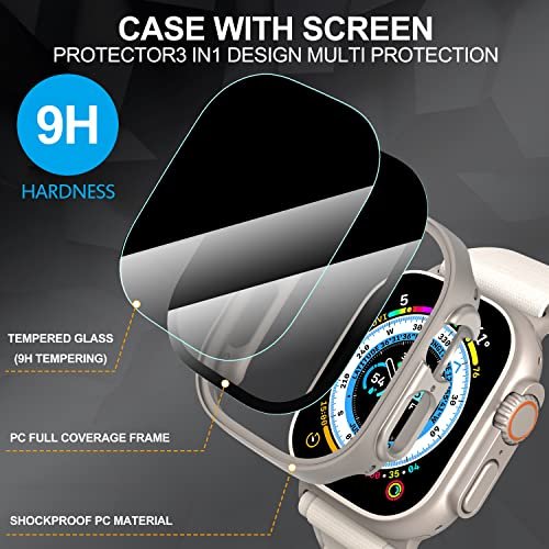 Suoman 2+2 Pack for Samsung Galaxy Watch 6 40mm / Galaxy Watch 5 40mm /  Galaxy Watch 4 40mm Privacy Screen Protector, [Anti-Peeping] Tempered Glass