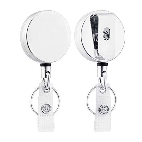 2 Pack Heavy Duty Retractable Badge Holder Reel, Will Well Metal Id Badge  Holder With Belt Clip Key Ring For Name Card Keychain [All Metal Casing, 27  - Imported Products from USA - iBhejo