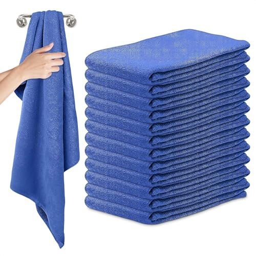 12Pcs Cotton Towels Cleaning Rags - Washable Rags Blue Huck Towels Reusable  Kitchen Cleaning Towels for Car Wash Towels - Bar Towels Cleaning Cloths