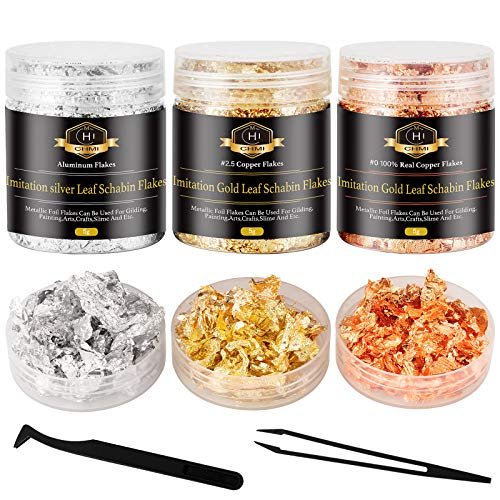 2 Pack Gold Flakes for Resin, Gold Foil for Nails, Gold Foil Flakes  Imitation Gold Leaf for Jewelry Resin, Nails and Jewelry Making 