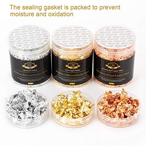 Gold Flakes for Resin, 3 Bottles Metallic Foil Flakes 5g per bottle, Gold,  Silver and Copper Colors, Gilding Foil Paper Flakes for Nails, Painting,  Crafts, Slime and Resin Jewelry Making Colors 